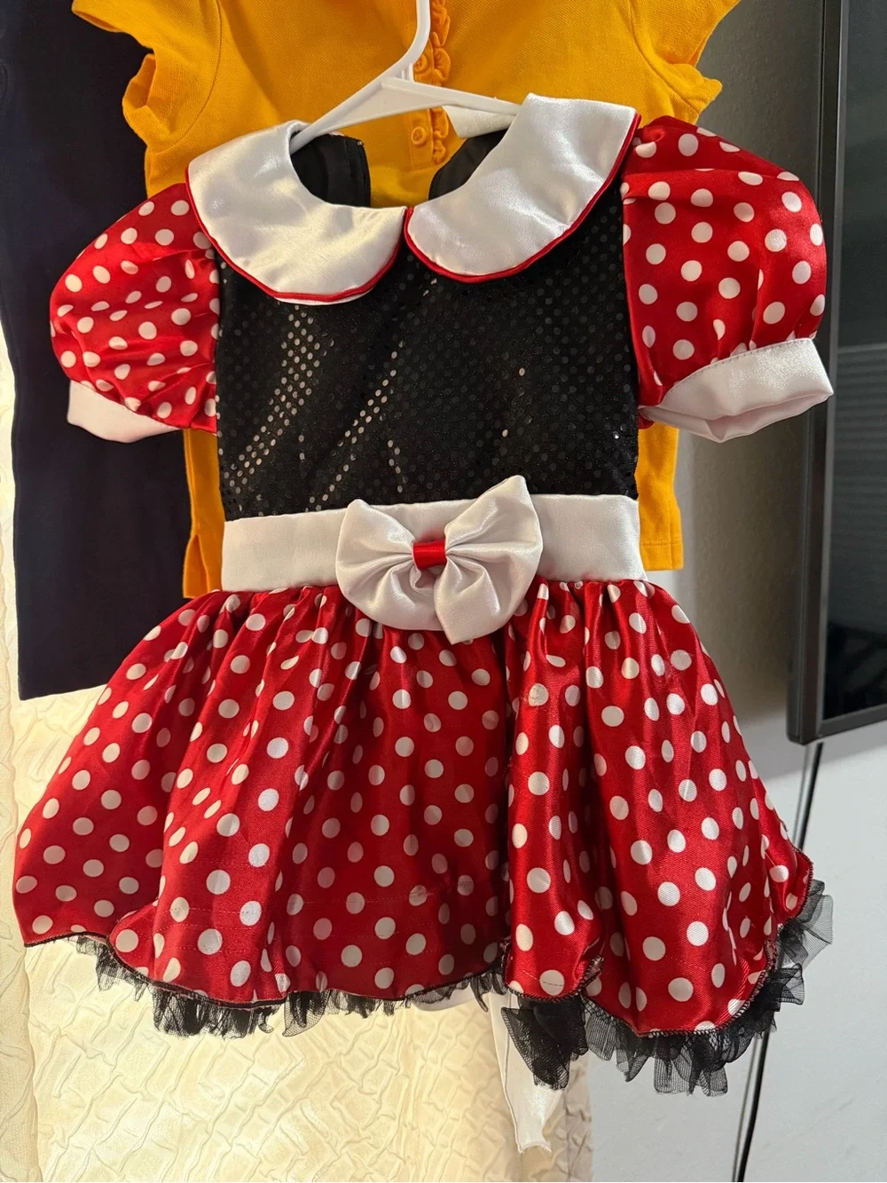 Girls Red Polka Dot Minnie-Style Costume Dress with White Bow
